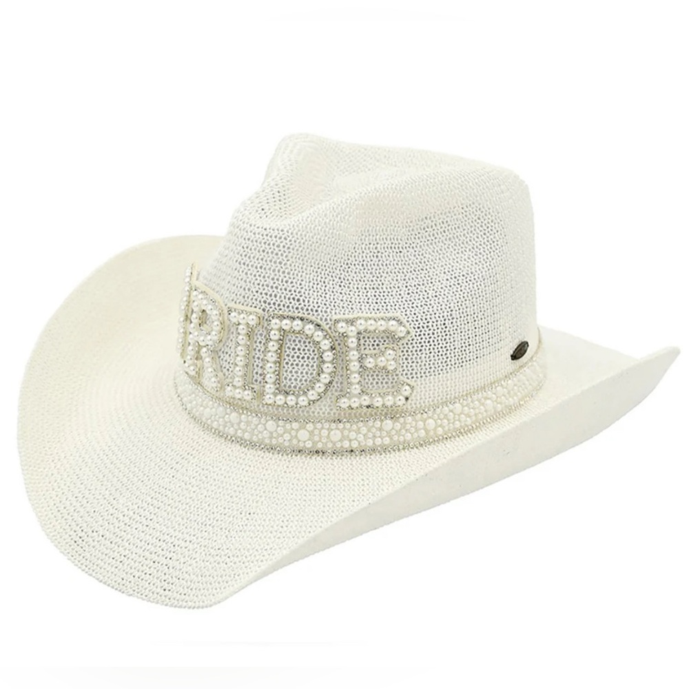 C.C White Rhinestone 'Bride' Cowboy Hat - Picture 5 of 10